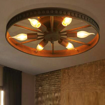 American Loft Industrial Light Design Round Iron Ceiling Lamp Bedroom light lamp retro(WH-LA-26)