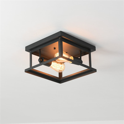 Retro Wrought Iron Square Ceiling Lamp Farmhouse Ceiling Light Bedroom vintage style dining room lamp(WH-LA-29)