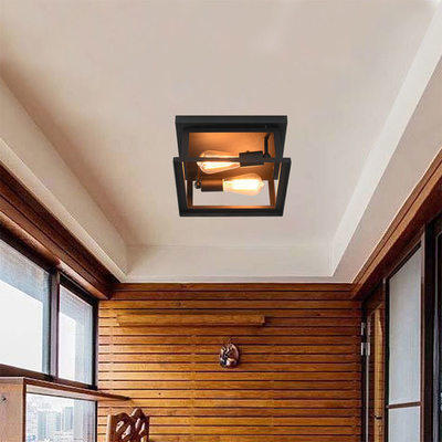 Retro Wrought Iron Square Ceiling Lamp Farmhouse Ceiling Light Bedroom vintage style dining room lamp(WH-LA-29)