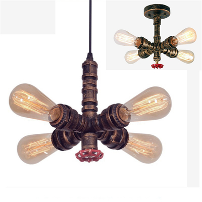Industrial Vintage Water Pipes Pendant Light Chandelier Rustic Ceiling Lamp(WH-LA-30)
