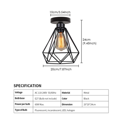 Metal Cage Ceiling lights Minimalist Corridor Hallway Ceiling Lamp(WH-LA-31)