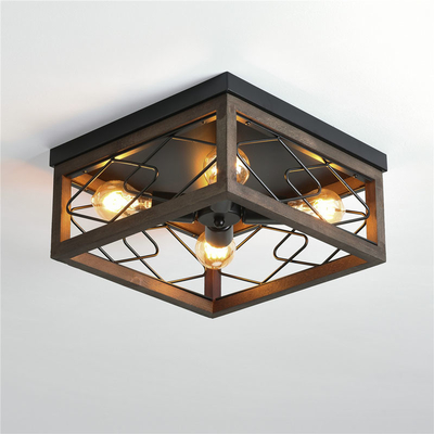 American Retro 4-Head Ceiling Lamp Imitation Wood Art Industrial ceiling lights(WH-LA-32)