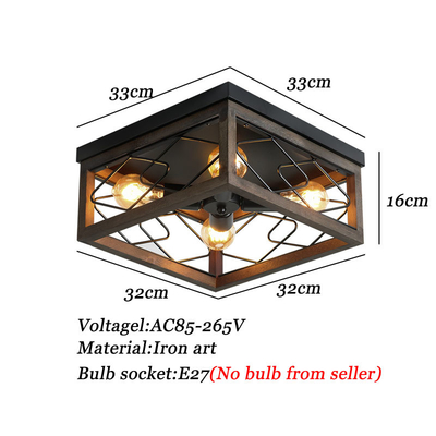 American Retro 4-Head Ceiling Lamp Imitation Wood Art Industrial ceiling lights(WH-LA-32)