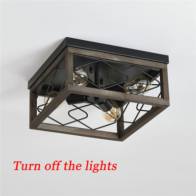 American Retro 4-Head Ceiling Lamp Imitation Wood Art Industrial ceiling lights(WH-LA-32)