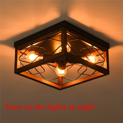 American Retro 4-Head Ceiling Lamp Imitation Wood Art Industrial ceiling lights(WH-LA-32)