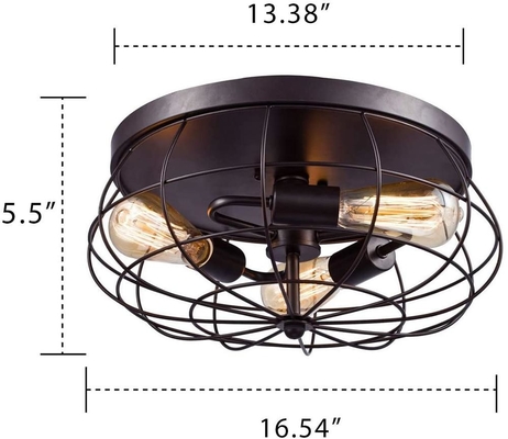 Industrial Retro Metal Cage Ceiling Light Semi Flush Moun Lamp Fixture Farmhouse Hallway vintage ceiling lamp(WH-LA-35)