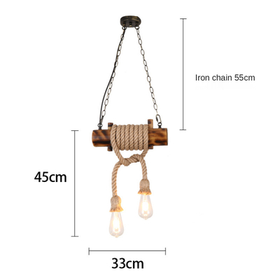 retro loft pendant lamp American Retro Industrial Style Hemp Rope Restaurant Coffee Bamboo Lighting(WH-VP-133)