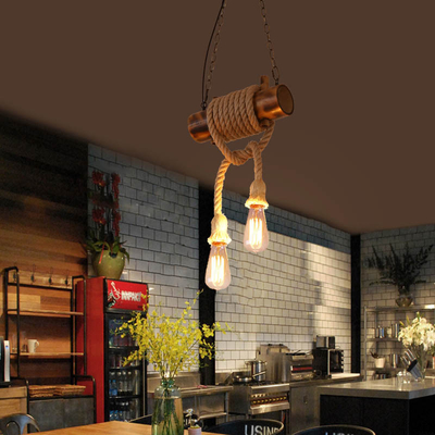 retro loft pendant lamp American Retro Industrial Style Hemp Rope Restaurant Coffee Bamboo Lighting(WH-VP-133)