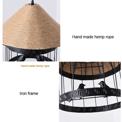 Industrial Loft Bird Cage Pendant Lamp Hemp Rope Chandelier Light(WH-VP-138)