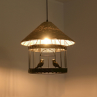 Industrial Loft Bird Cage Pendant Lamp Hemp Rope Chandelier Light(WH-VP-138)
