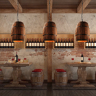 Winery creative restaurant decoration wine barrel light solid wood barrel chandelier(WH-VP-142)