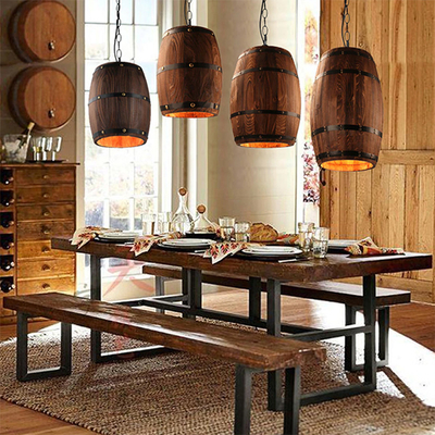 Winery creative restaurant decoration wine barrel light solid wood barrel chandelier(WH-VP-142)