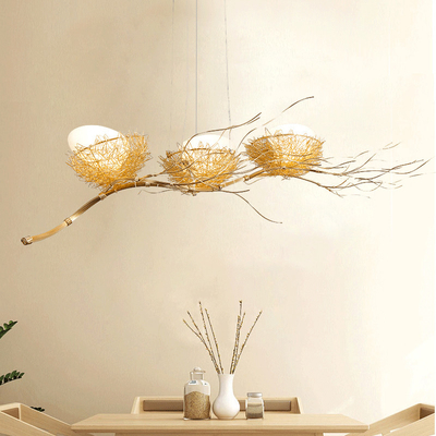 Gold Aluminium Steel Bird Nest Pendant Light Lamp loft Industial White Glass Egg Suspension Light(WH-VP-152)