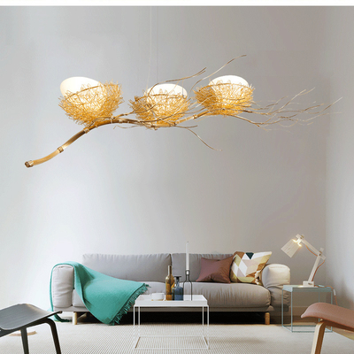 Gold Aluminium Steel Bird Nest Pendant Light Lamp loft Industial White Glass Egg Suspension Light(WH-VP-152)