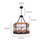 America Country Round Iron Wooden E27 Light Bulb Chandelier Pendant Lights(WH-VP-159)