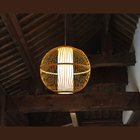 Creative Round Bamboo Lantern Pendant Light Handmade Wood Suspension Lamp(WH-WP-25)