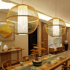 Creative Round Bamboo Lantern Pendant Light Handmade Wood Suspension Lamp(WH-WP-25)