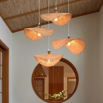 Chinese Hand Knitted Bamboo Pendant Lights Weaving Hanging Lamp Garden Restauran bamboo chandelier(WH-WP-26)