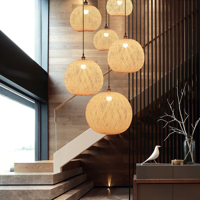 Chinese Bamboo Ball Pendant Lights Weaving Living Room Decoration Rattan Hanging Lamp(WH-WP-29)