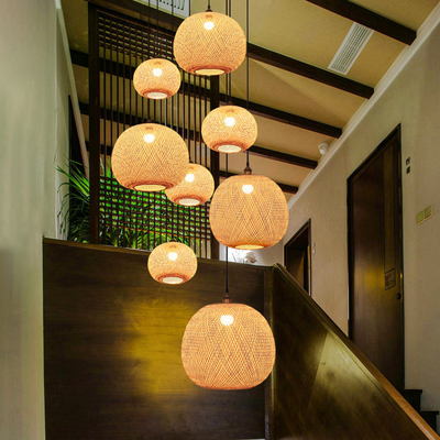 Chinese Bamboo Ball Pendant Lights Weaving Living Room Decoration Rattan Hanging Lamp(WH-WP-29)