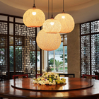 Chinese Bamboo Ball Pendant Lights Weaving Living Room Decoration Rattan Hanging Lamp(WH-WP-29)