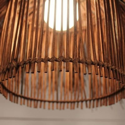 Wicker Rattan Shade Pendant Light Fixture Vintage Industrial Rustic Asian Creative Suspension Lamp（WH-WP-33)