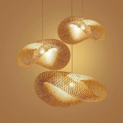 Handmade bamboo weaving art lamp bamboo art dining room bedroom bamboo rattan light(WH-WP-38)