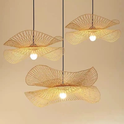 Bamboo woven lotus leaf Pendant Lights Natural Rattan Wicker Chandeliers(WH-WP-43)