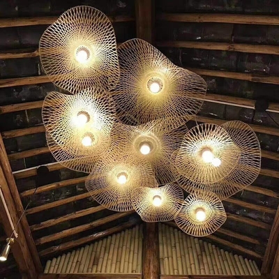 Bamboo woven lotus leaf Pendant Lights Natural Rattan Wicker Chandeliers(WH-WP-43)