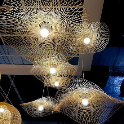 Bamboo woven lotus leaf Pendant Lights Natural Rattan Wicker Chandeliers(WH-WP-43)