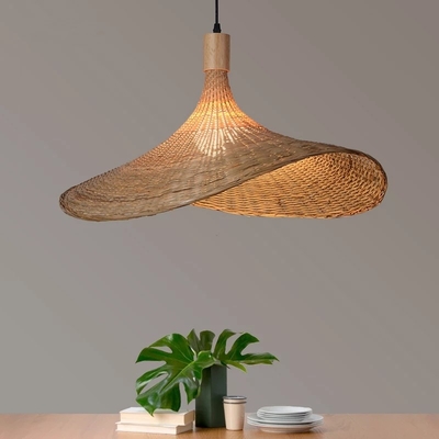 Wooden Weaving Bamboo Pendant lights Handmade Bamboo Straw hat retro Chandelier(WH-WP-45)