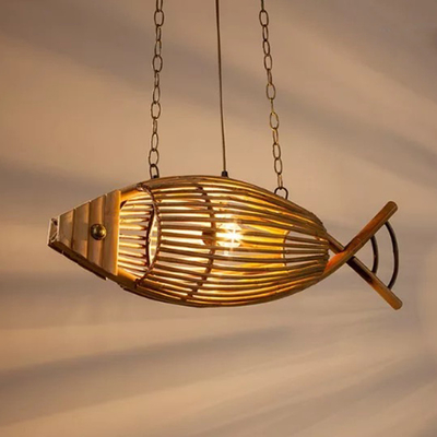 Fish Pendant Lamps Handmade Wood Weaving Pendant Light Hanging Lamp(WH-WP-46)