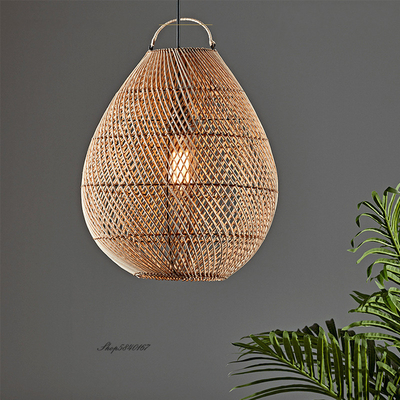 Rattan Retro Pendant Lights Hand-woven Hanging Basket Lamps for Dining Room Lights(WH-WP-55)