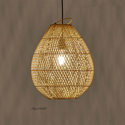 Rattan Retro Pendant Lights Hand-woven Hanging Basket Lamps for Dining Room Lights(WH-WP-55)