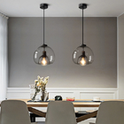 Nordic LED Pendant Lamp E27 Black Chandelier For Living Room Dining Room Kitchen Bedroom Modern Gray GlassLamp(WH-GP-32）