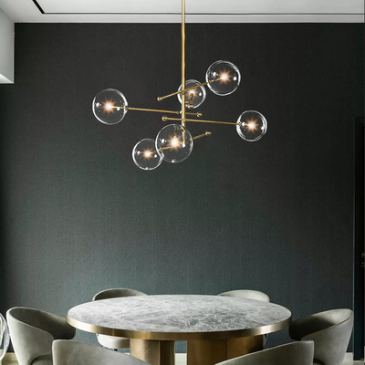 Postmodern LED Chandelier Living Room Black Gold Hanging Light Fixture Nordic Glass ball Pendant Lamp(WH-GP-34)