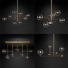 Postmodern LED Chandelier Living Room Black Gold Hanging Light Fixture Nordic Glass ball Pendant Lamp(WH-GP-34)