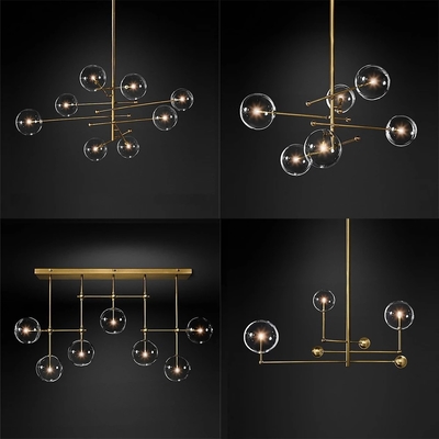 Postmodern LED Chandelier Living Room Black Gold Hanging Light Fixture Nordic Glass ball Pendant Lamp(WH-GP-34)