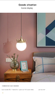 Glass Ball Creative Pendant Light Lighting for Bedroom Bedside Study Hanging Lamps pink crown light(WH-GP-70)