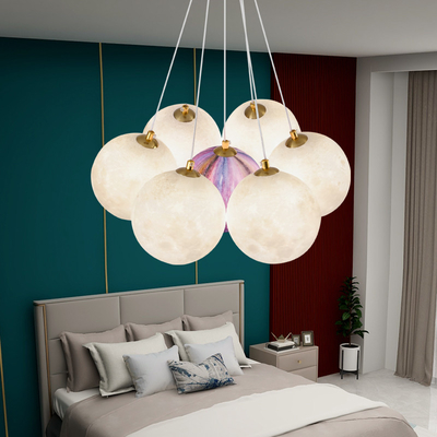 Nordic 3D Printed Moon Lampshade Chandelier Glass LED Hanging Lights(WH-GP-96)