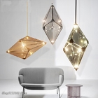 Post-modern Led Diamond Glass Pendant Lights restaurant Rhombic Polyhedron hanging Lamps(WH-GP-98)