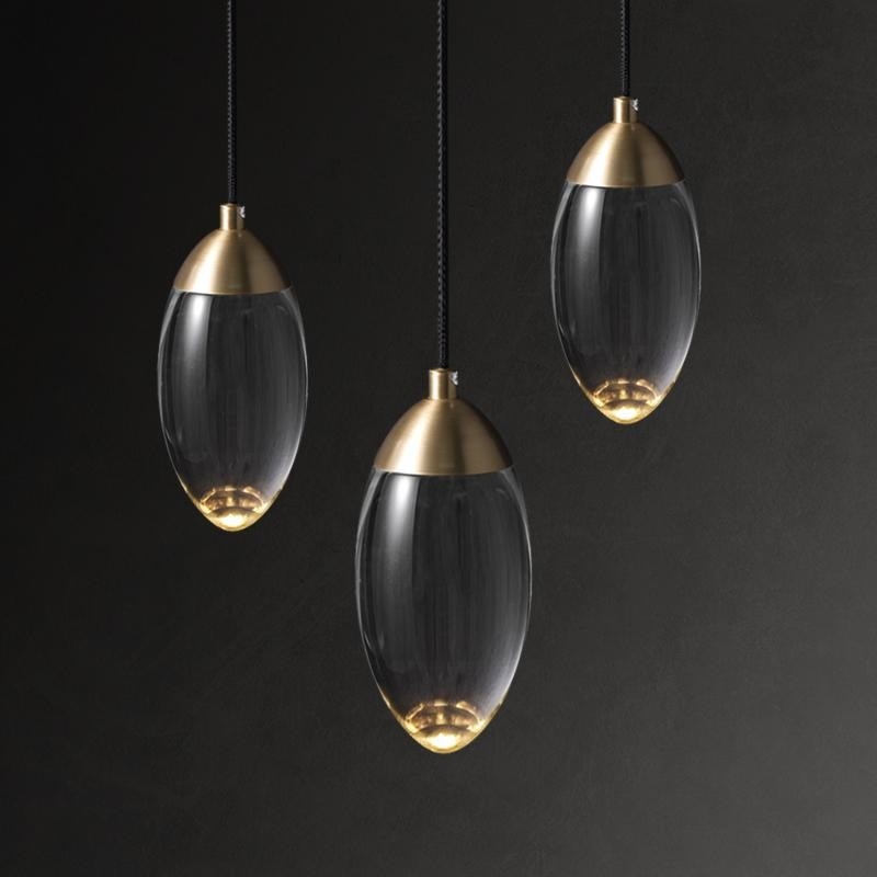 Nordic Modern Light Luxury Diamond Led Glass Chandelier copper pendant lights(WH-GP-114)