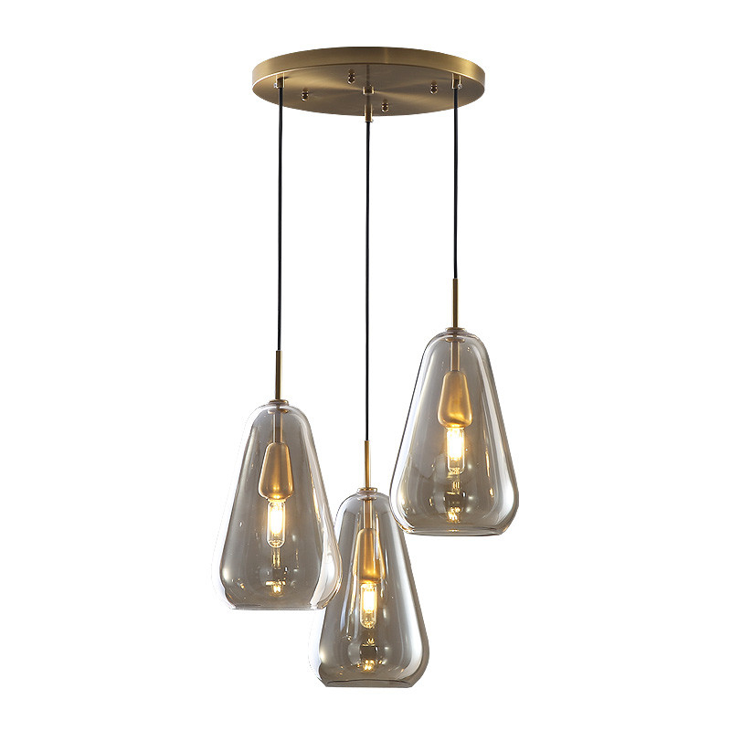 Retro Modern 1/3/6 Heads Brass Pendant Lamps Nordic Creative Cognac Glass Pendant Light(WH-GP-120)