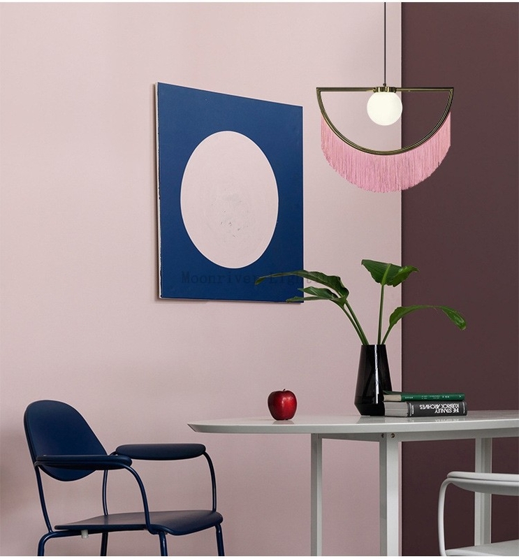 Nordic Pink Tassel Single Pendant Light Postmodern Creative Bedroom Bedside Wink Pendant lamp（WH-AP-431）