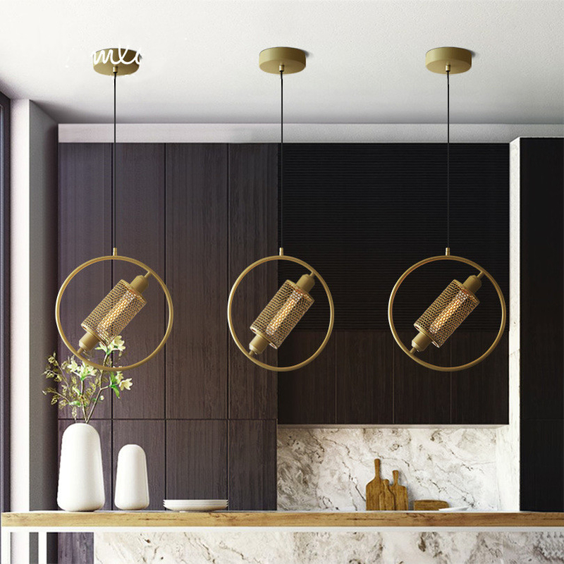 Nordic Round Ring Pendant Light Restaurant Bar Cafe Creative Iron NET Postmoderng Pendent Lamp（WH-AP-441）