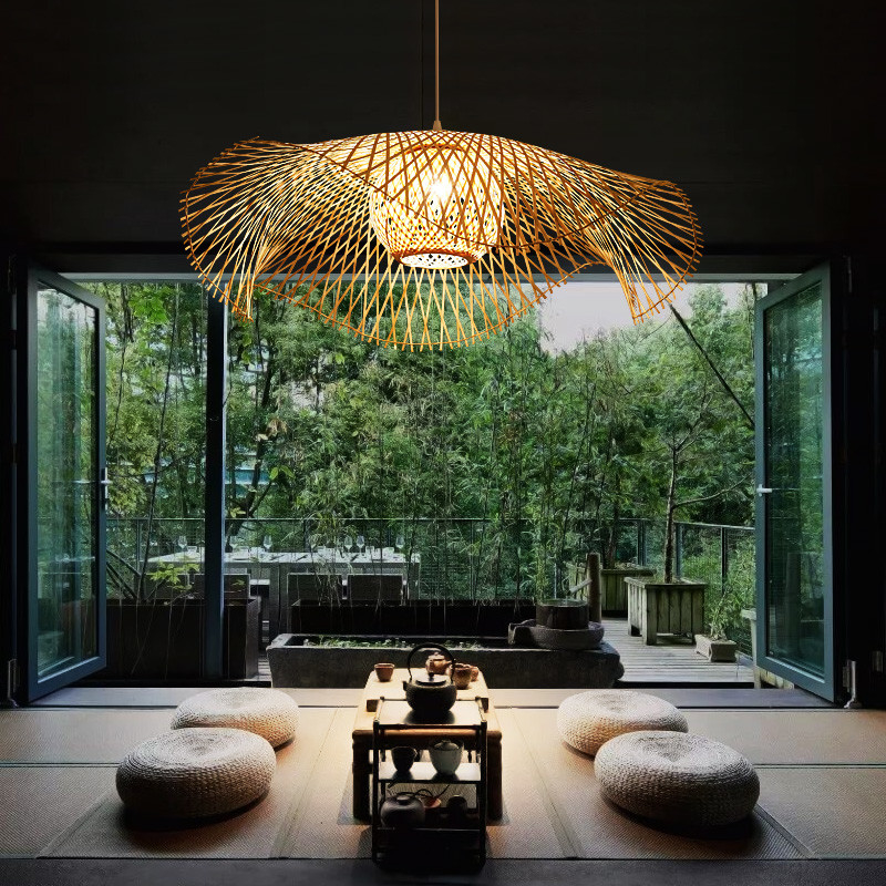 Handmade Bamboo Pendant Lights Bamboo Kitchen Tea Room Zen Woven Lampshade Pendant Light（WH-AP-449）