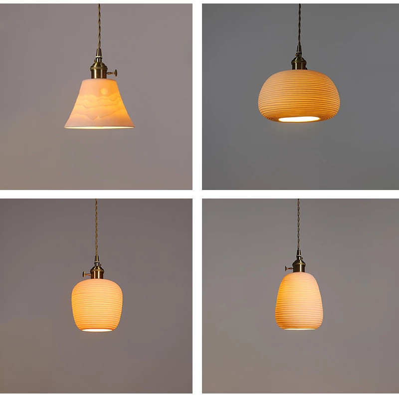 Modern Handmade Ceramic Pendant Lights Living Room Bedside Mountain Shadow Pendant Lamp（WH-AP-454）