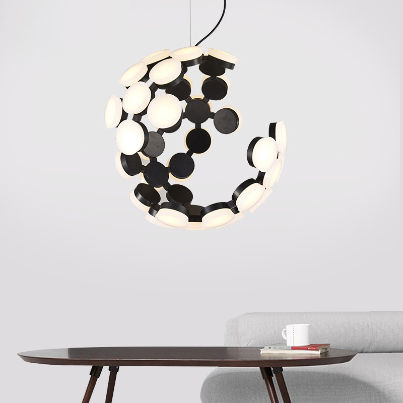 Nordic Home Black Moon Chandelier Art Creative Living Room Bedroom Scopas Chandelier(WH-MI-328)