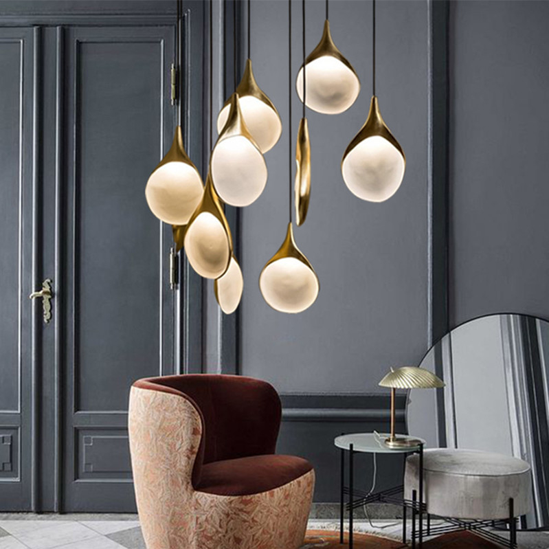 Modern Pendant Light Spoon LED Brass Resin Lamp For Hotel Living Room Hanging lamp(WH-AP-526)