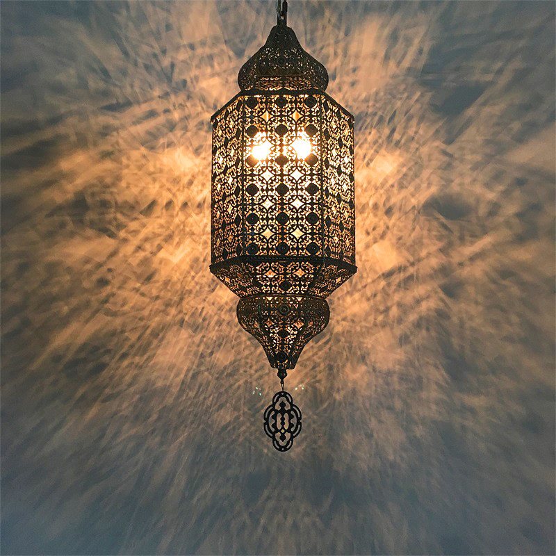 Vintage Moroccan Hollow Carved Flower Shadow Chandelier Handmade Moroccan lamp(WH-DC-60)